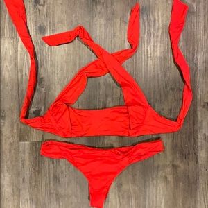FRANKIES BIKINIS RED BIKINI SIZE SMALL